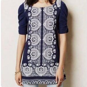 Akemi + Kin (Anthropologie) Mandala Pattern Puff Sleeve Tunic Shirt